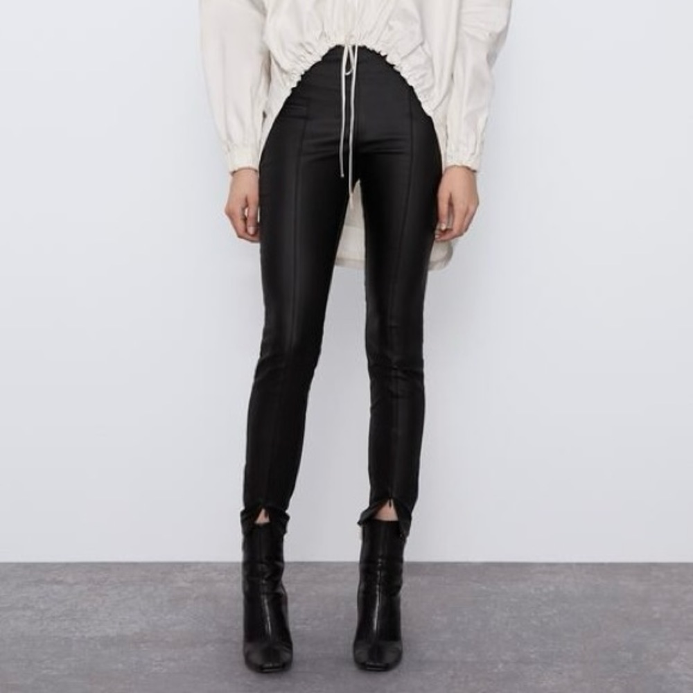 NWOT Zara waxed finished pants
